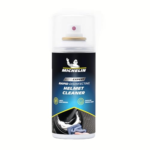 Image of Michelin Helmet Foam Cleaner Spray 150 ml | Anti-Bacterial & Anti Odor Foaming Formula | Safe on Skin, Hair, Visor & Padding | Deep Cleans Helmet Interior & Exterior