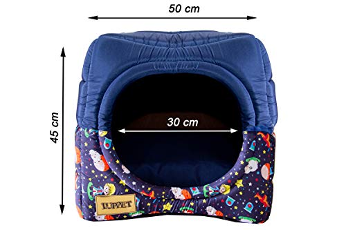 Toca e Cama Luppet 2 em 1 com Almofada para Cachorro ou Gato de 6kg a 12kg Marinho G