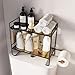 Compact Bathroom Storage Solution 2 Tiers Iron Rack with Open Shelves & Hook Multifunction Bathroom Wall Shelf Not Drilling