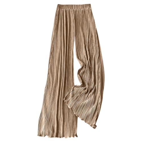Pantalones culotte plisados de cintura alta para mujer