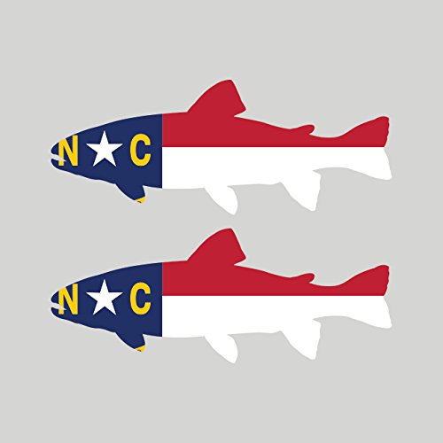 Two Pack North Carolina State Shaped Trout Sticker FA Graphix Vinyl Decal NC fly fishing fish