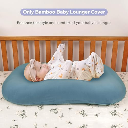 Image of FUNUPUP Baby Lounger Cover Only Rayon Derived from Bamboo, Sea Blue | Removable Elastic, Soft Breathable, Easy On /Off Change, Machine Washable