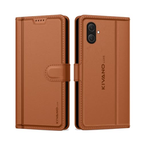 Image of KIVANO LUXE Compatible for Samsung A07 5G / Samsung F70E 5G / Samsung M17E 5G Artisanal Leather Wallet Case with Card Holder for Men Women, Magnetic Flip Folio Cover with Stand RFID Blocking Cell