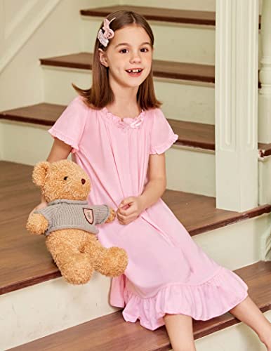 Arshiner Girls Nightgowns Sleepwear Short Sleeve Victorian Pajama Dress Soft Princess Sleepshirt for 3-12 Years Kids4