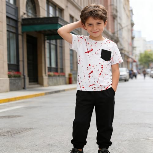Image of Size 5-13 Years Boys Summer /Spring Outfits Set Short Sleeve T-Shirt & Pants Kids Boys Fall Fashion Clothes Sets