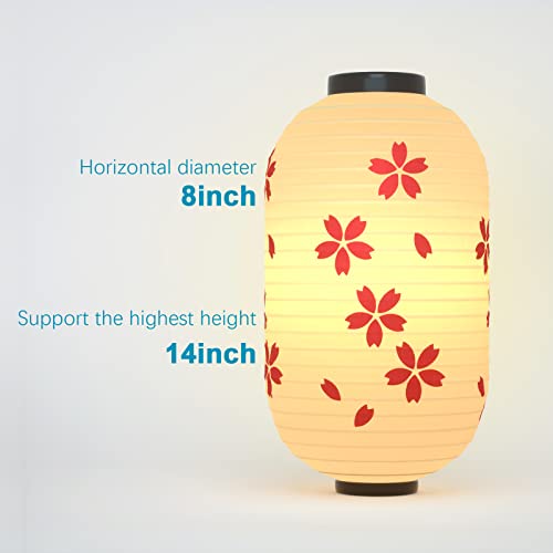 Traditional Japanese Style Beige White Silk Cherry Blossom Lantern 8 x 14 Inch, ZUEXT Set of 4 Waterproof Indoor Outdoor Festival Theme Birthday Party Home Yard Lanterns Japanese Eateries Decor by ZUEXT - Image 3