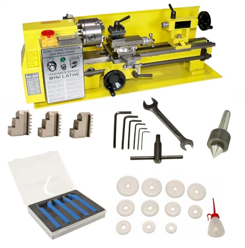 Erie Tools 7x14 Mini Bench Top Lathe 5PC Cutter Kit and MT2 Double Bearing Rolling Center