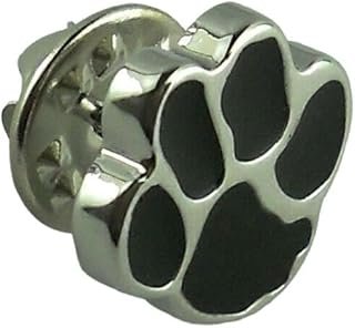 ピンバッジ ピンズ ラペルピン ブローチ 犬の足跡 犬の足型 ペットの足跡 A シルバー＆ブラック