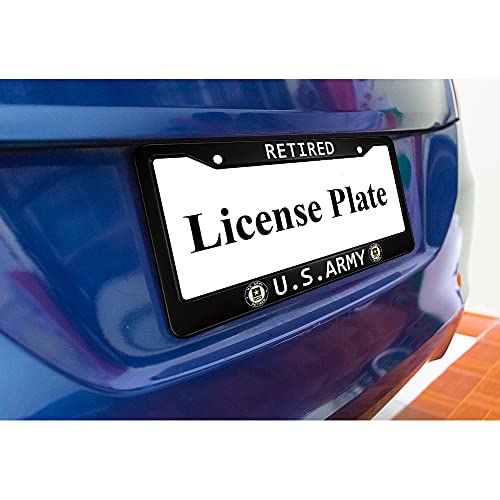 Ofloral U.s. Army Retired Aluminum Alloy License Plate Frame Black Circle Retirement Sign Phnom Penh Star Applicable To Us Standard Car Metal Front Car Tag Frame Cover Holder For Women Men(1 Pack) #TOP5