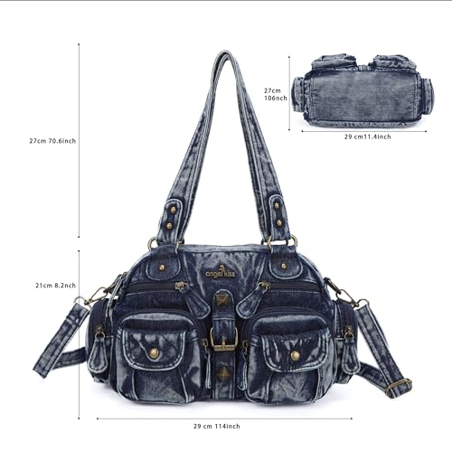 Image of Angel Kiss Hobo Crossbody Purses for Women Shoulder Bag Multipocket Soft Hobo Purses Removable Strap Leather Handbags