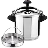Magefesa Inoxtar - Olla Express Tradicional de 10L + Cestillo, Acero Inoxidable 18/10, Inducción, Cocina Sana, Pomo Rotatorio, Fondo Termodifusor