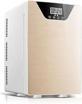 20L Mini Fridge Car Refrigerator Freezer DC 12V / AC 220-240V Portable Cooler & Warmer with Three-Core Cooling System for Skin Care, Cosmetics, Food Color Gold