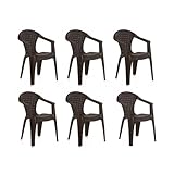 Pack 6 Sillas de Jardín Dream Wengué – Sillas de Exterior Apilables – Plástico Resistente – Asiento y Respaldo Confort – Ideal Terraza, Jardín y Patio – Ligero y Duradero