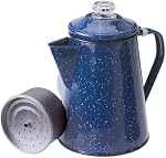 GSI Outdoors, 12 Cup Percolator Coffee Pot, Enameled Steel Coffee Boiler Kettle for Camping, Cabin, RV, Home Kitchen & Backpacking, Blue