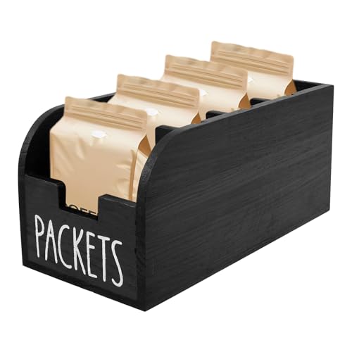 ZJRDYYK Wooden Tea Bag Holder Organizer, Wood Tea Organizers and Storage for Counter, Sugar Packet Tea Bag Storage Rack, Tea Storage Containers for Countertop Cabinet Coffee Bar TeaBags