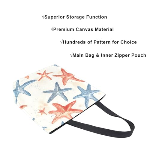 Extra Large Shoulder Tote Bag for Beach Travel Weekender Gym Retro Coral Blue Starfish Reusable Grocery Canvas Shopping Bag4