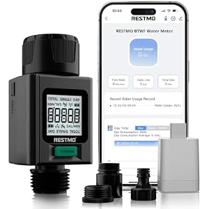 RESTMO Compteur de débit d'eau Intelligent Robinet Tuyau d'arrosage