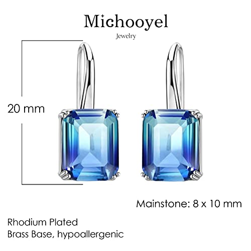 Blue Tourmaline Dangle Drop Earrings Gradient Color Baguette Cut Cz Earrings For Women Girls #TOP6