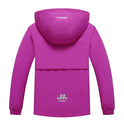 Image of MGEOY Boys Girls Rain Jacket Lightweight Waterproof Hooded Fleece Lined Raincoat Windbreakers for Kids