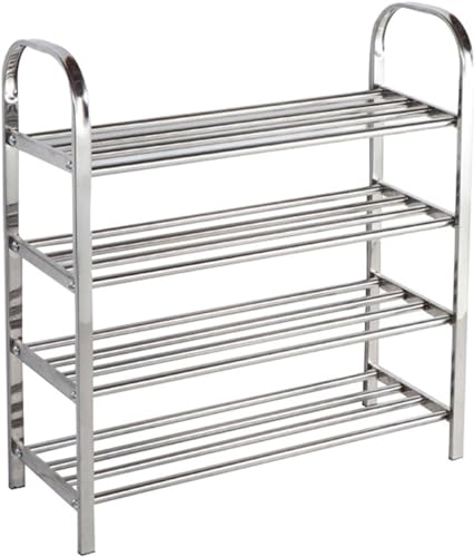 シューズラック 靴収納 ステンレス靴棚メタルラック 玄関収納 大容量 省スペース スリム 下駄箱 靴入れ ステンレス 組み立て簡単 幅 れ での靴を収納できます (4段 40cm)