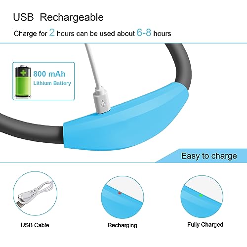 Image of Book Light, Neck Reading Light, USB Rechargeable, Hands Free, 4 Super Bright LED Bulbs, 3 Adjustable Brightness, Best for Reading in Bed, Knitting, Walking, Jogging, Mending in Night (Blue)