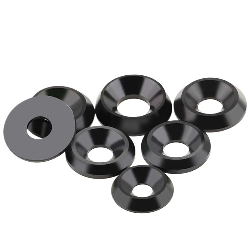 Conical Countersunk Washer 1pc Plastic Concave Hole Countersunk Gasket Insulating Thickened Black Convex Washer Piece Conical(Silver)