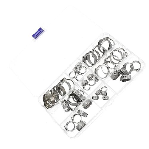FUNOMOCYA 45pcs Hose Clamp Hose Clamp Crimp Hose Clamp Fuel Line Clamp Hose Fastener Single Ear Hose Clamps Single Ear Pipe Clamps Garden Hose Clamp Fastener for Hose Stainless Steel Silver