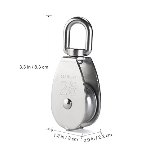Ueetek 43483-43697 2Pcs 25Mm Single Pulley Block In 304 Stainless Steel M25 Pulley Roller Loading 400Kg thumb #3