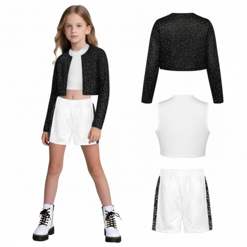 Fanskaty Pop Singer Costume Halloween Costume Girls Stage Cosplay Clothes for Girls Kids (Black M)