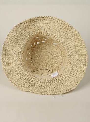 Sombrero de paja tejido a mano para mujer, estilo bucket miniatura 6