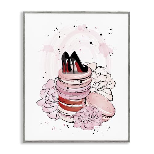 Glam Heels on Pink Macarons, 16 x 20 Inch Framed Giclée Print