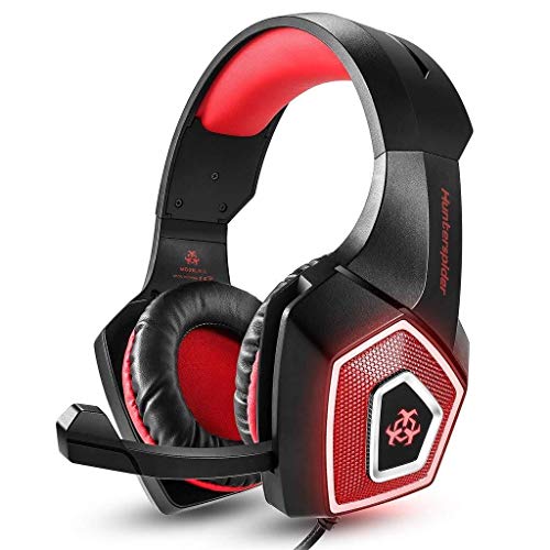 LTGJJ Gaming -Headset -Kopfhörer Kopfhörer, Stereo -Bass -Game -Gaming -Headset, for PS4 PC Spiel mit, Kopf montiert RGB Buntes Kabel -Headset mit Weizen (rot/blau) (Farbe: rot) (Farbe : Red) Cover