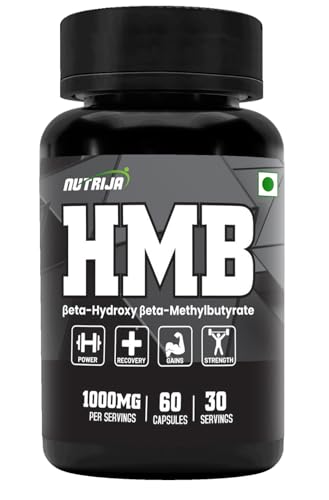 Image of NutriJa HMB 1000MG Capsules | CaHMB Beta-Hydroxy Beta-Methylbutyrate Supplement | Supports Muscle Maintenance, Workout Recovery & Strength Training Routine - 60 Capsules