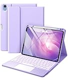 Harvopu Compatible with iPad Air 11 Inch & Air 5th/Air 4th Generation Case with Keyboard - Multi-Touch Trackpad, 7-Color Backlit, Detachable Folio Cover for Air 11-inch M3/M2 (2025/2024), Light Purple