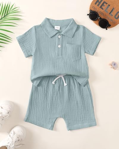 Image of Toddler Boys Clothes Baby Boy Outfit Summer Shirt Little Boy Shorts Set Cotton Clothes for Boys