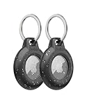 Belkin Waterproof Apple AirTag Secure Holder with Key Ring - Durable Scratch-Resistant AirTag Case, Protective Keychain Accessory for Keys, Pets, Luggage, Backpacks, and More - Black (2-Pack)