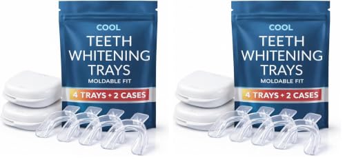 Image of Teeth Whitening Trays Moldable 4 Dental Trays 2 Retainer Case Teeth Trays for Tooth Whitening Gel Compatible with Opalescence Teeth Whitening Gel (Pack of 2)