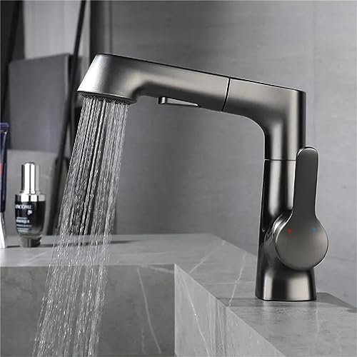 Robinet de lavabo extractible chrome mitigeur rotatif à 360 degrés