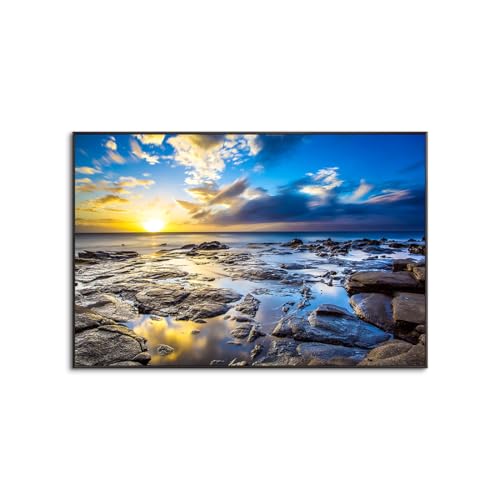 海の景色 海の写真 ポスター キャンバス きれい 海辺 風景写真 印刷絵画 静物の風景 壁掛け絵画 現代モダン 装飾画 インテリアアート 部屋飾り 新築飾り アルミ合金枠きの完成品? (40x60cm(16x24in),E)