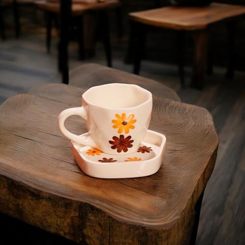 Image of Ceramic Coffee Cup with Saucer Set of 1, 250ML Microwave and Dishwasher Safe Large Tea Cups | Large Cup for Coffee | Ideal Use for Every Occasion, Gifting