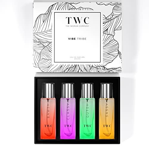 The Woman Company Vibe Tribe Perfume Gift Set for Women- 4*20ml | Premium Long-Lasting Fragrance | Specially Curated Perfumes | Bawsy for Office Going | Classy for Date | Gutsy for Outing | Sassy for Party Night