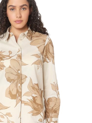 Image of VERO Moda Women's Cotton Floral Print Regular Fit Shirt