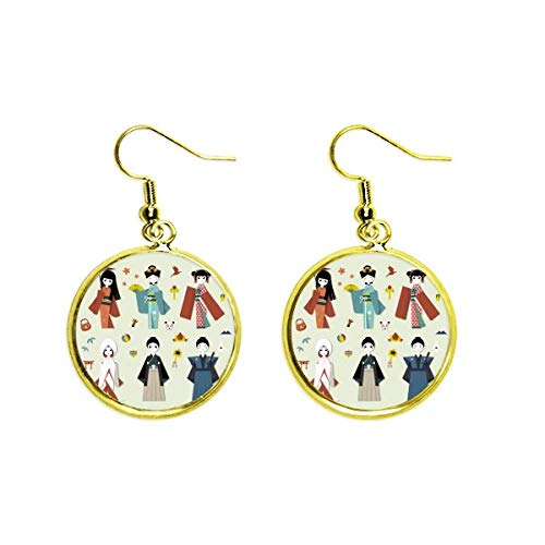 Pendientes de chica japonesa dorados largos para cenas especiales y eventos de moda