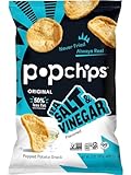 Popchips Potato Chips, Sea Salt & Vinegar, 4ct 5.0 oz. Share Bags, Low-Calorie, Gluten Free, Salty Snacks for Adults and Children, Non-GMO, Vegan & Kosher Friendly, 130 Calories Per Serving