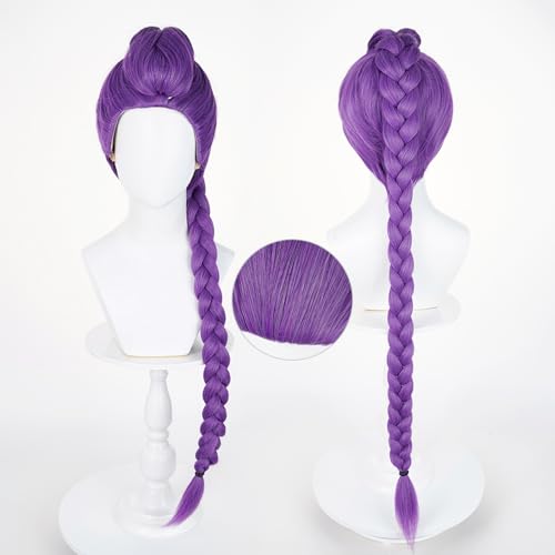 probeauty purple braid wig for women long purple cosplay wig with detachable braids for halloween costume party