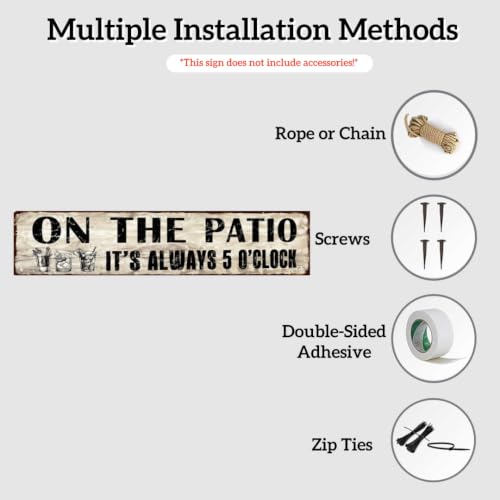 Vintage Patio It's Always 5 O'Clock Metal Sign 16x4in Rustic Wall Decor - image 3