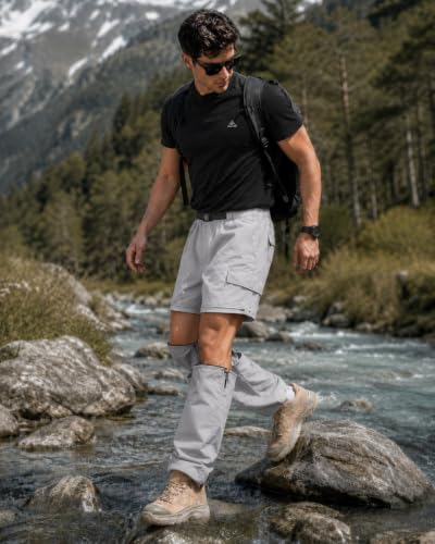 Image of GRECIILOOKS Mens Cotton Cargo Pant Casual Convertible Trousers Lower for Men 6 Pocket Drawstring Waist