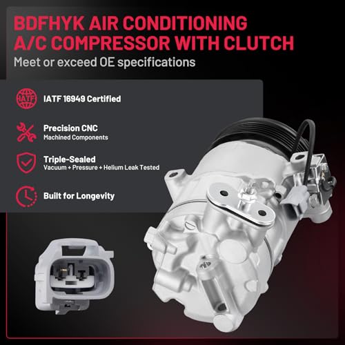 BDFHYK 141262C Air Conditioning A/C Compressor with Clutch Compatible with Ram ProMaster City L4 2.4L 2015-2022
