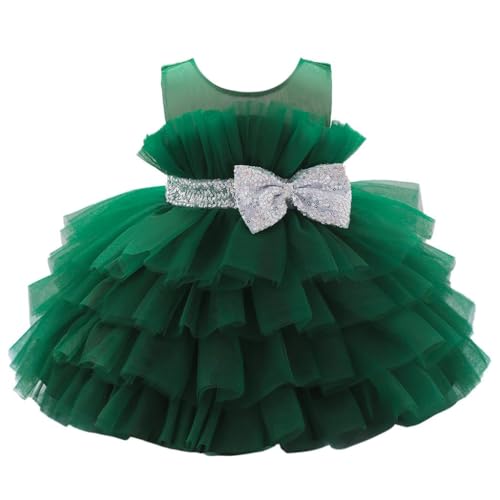Lito Angels Vestido de Dama de Honor de Boda Vestido de Fiesta Elegante para Niñas Pequeñas Talla 12-18 Meses 86, Verde Navideño