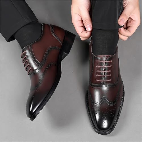 Men's Lace Up Brogue Dress Shoes Genuine Leather Round Toe Breathable Classic Business Casual Oxford Wedding Groom Footwear2